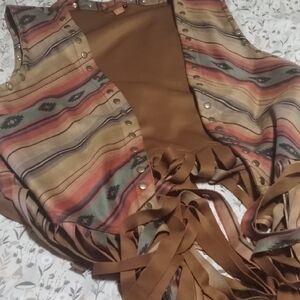 Scully Brown and Multicolor Fringe Tank Top